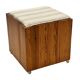 Vintage pinewood stool side table with compartment 70s design