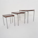 Rosewood and metal nesting tables, The Netherlands 1960's