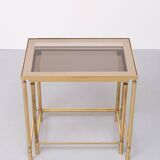 Tables d'appoint en laiton Hollywood Recency années 1970 France