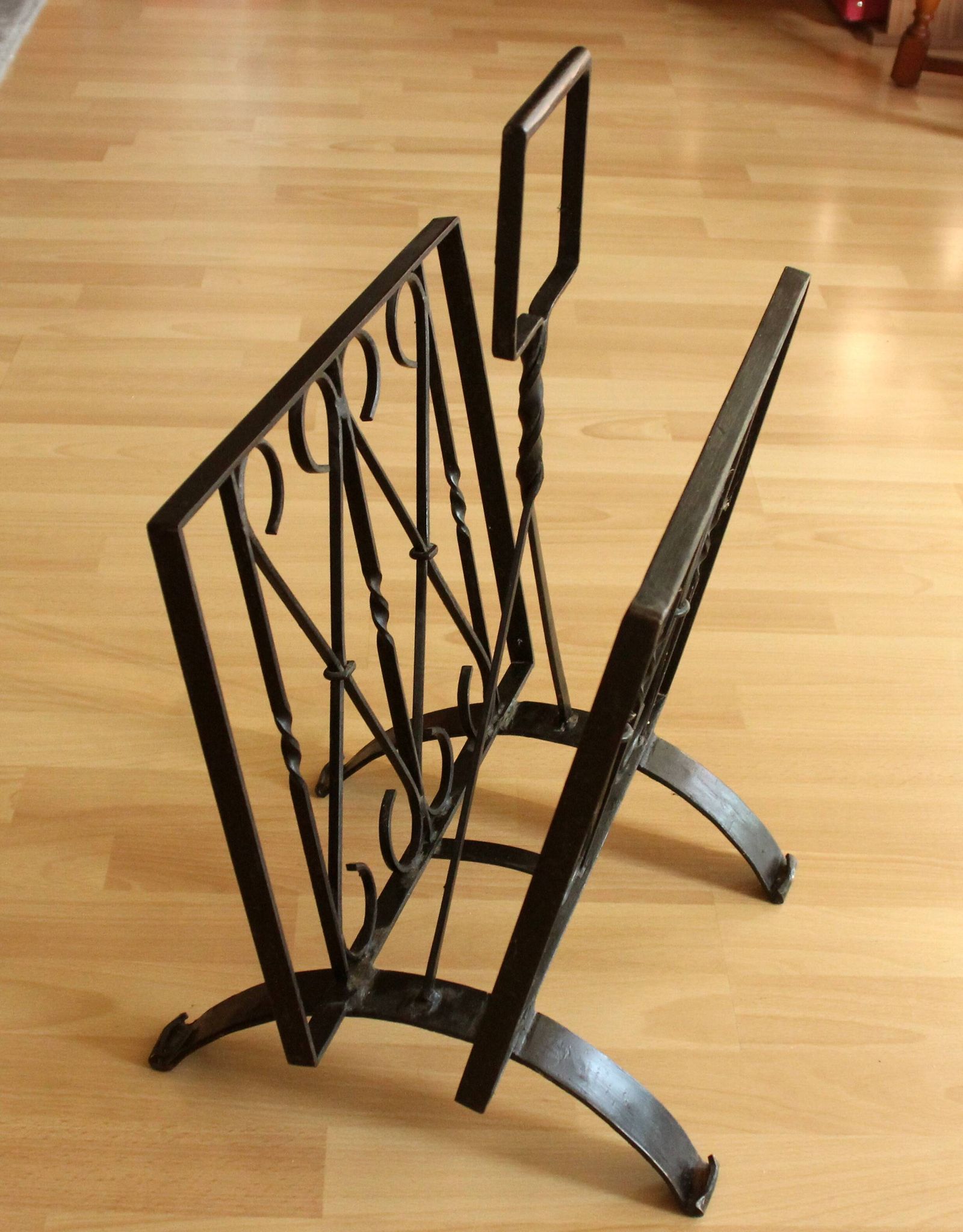 Handmade wrought iron magazine rack - vintage