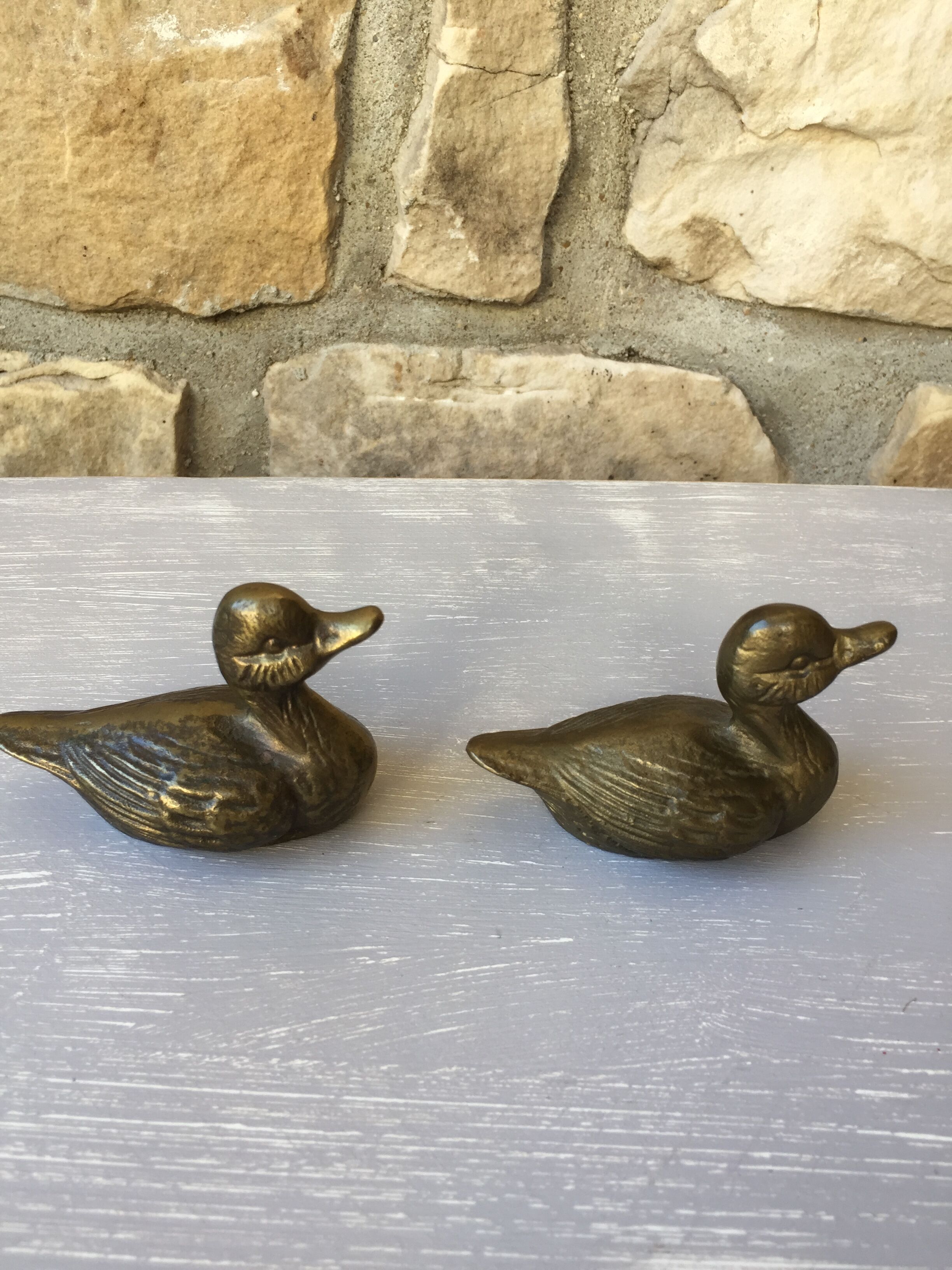 Pair of ducks brass paperweight
