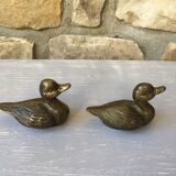 Pair of ducks brass paperweight
