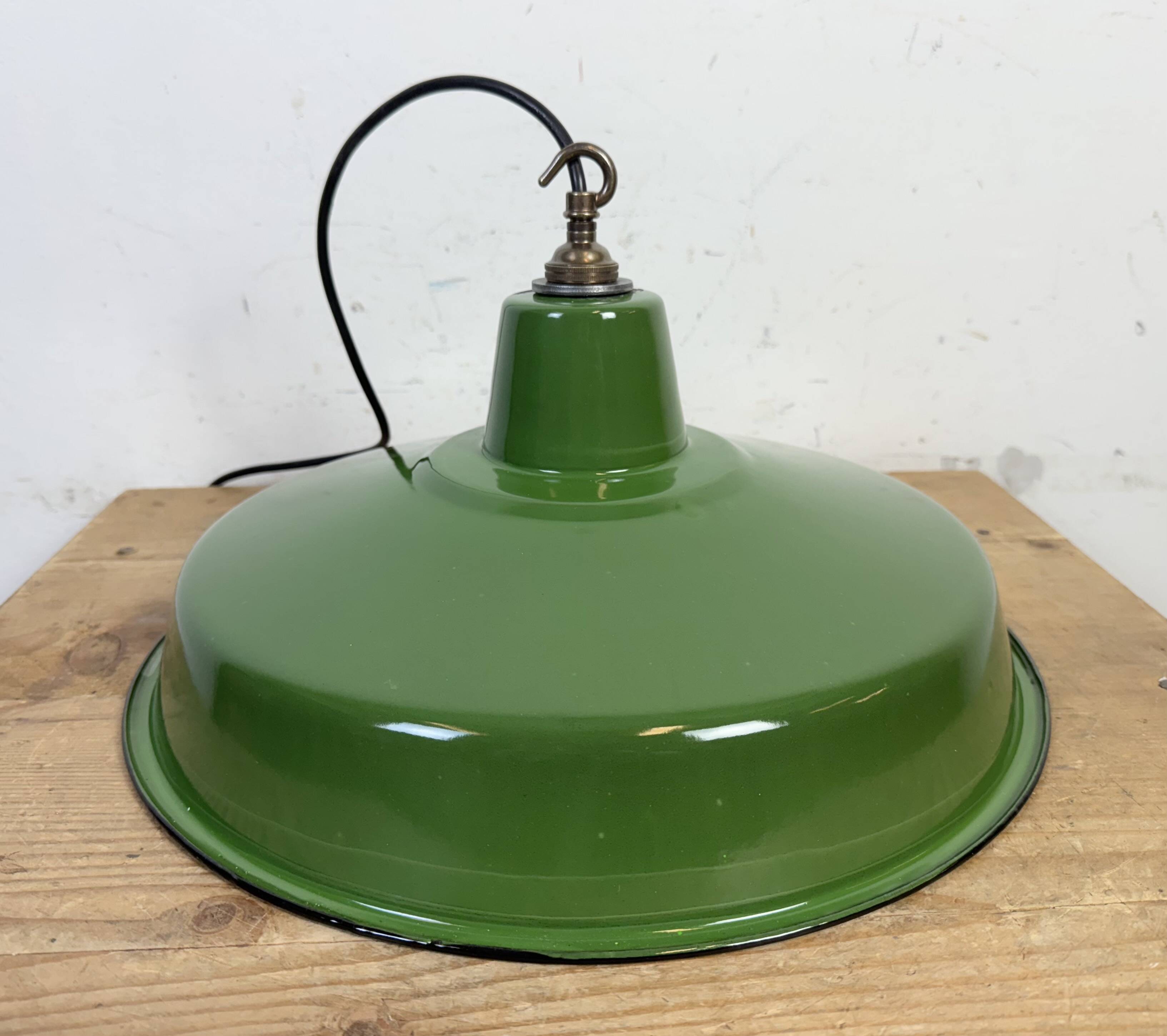 Industrial Green Enamel Factory Pendant Lamp, 1960s