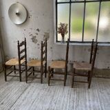 Set of rustic Provençal mulched chairs