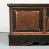 Very large painted folk art rustic farmhouse bridal chest / dresser