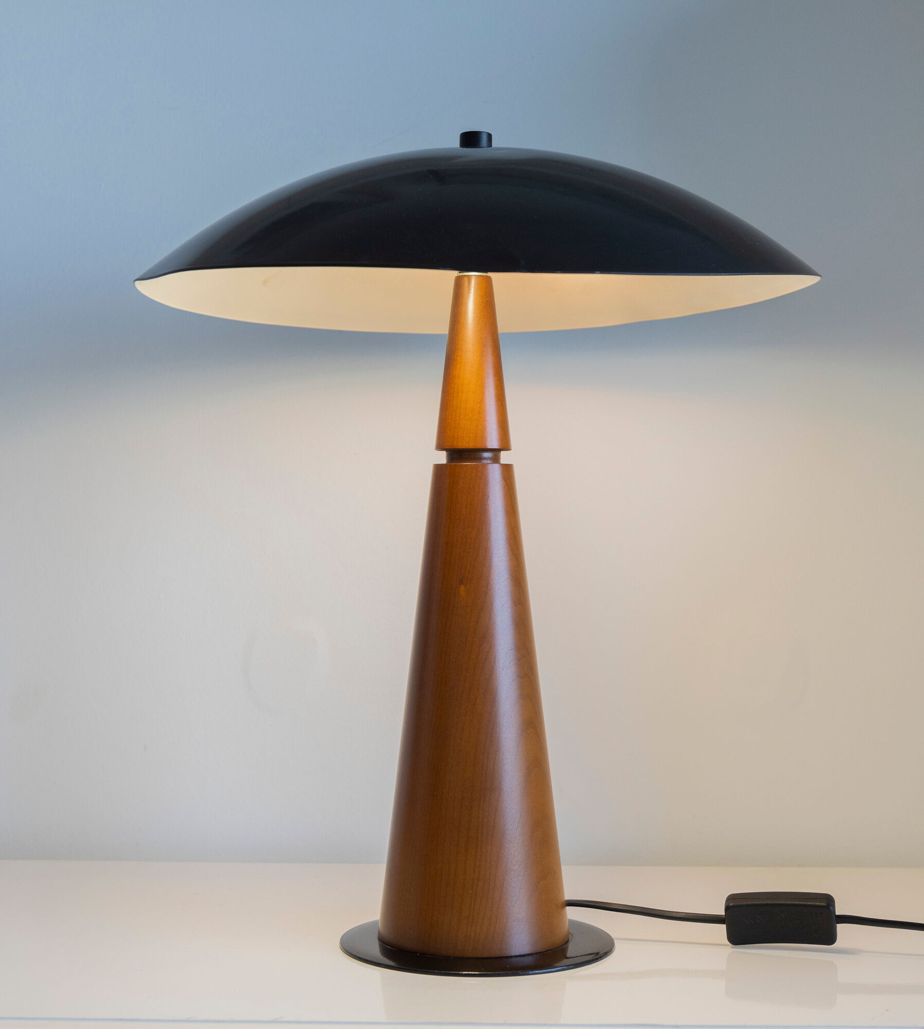 Vintage lamp Aluminor wooden foot art style vintage art deco 80s
