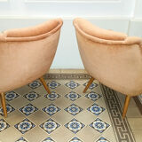 Pair of chairs sculptural vintage restored 60 years