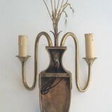 Pair of brass and crystal wall sconces