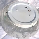 Ceiling lamp in textured white glass, France 1950