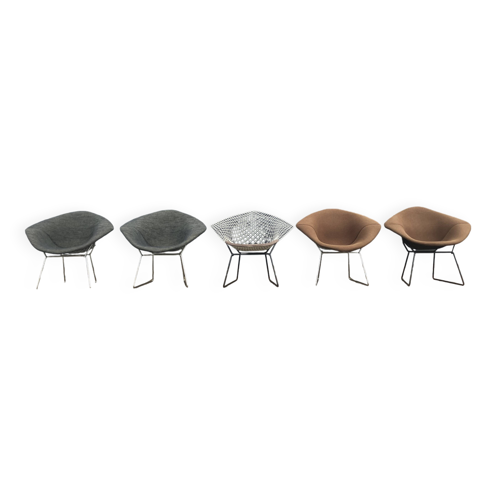 5x Knoll Bertoia Diamond chair upholstered