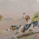 Old painting watercolor painting hunting dog signed p giraud