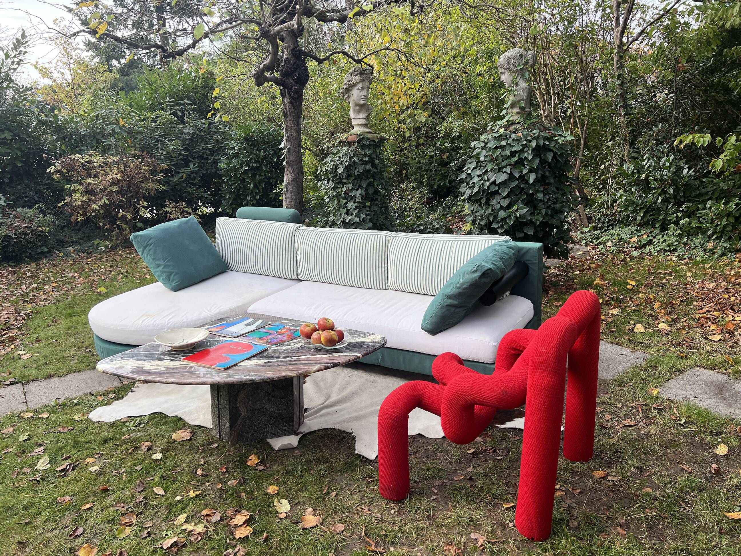 Canapé en vert et coquille d’œuf 1980s B & B Italia Antonio Citterio Sity