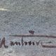 Tableau aquarelle 1930 signée paysage ruine et chemin avec le cadre‌