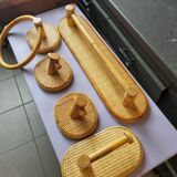 Bathroom wicker hooks and towel holder