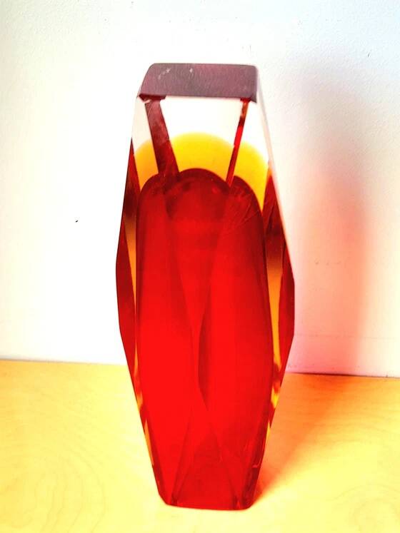 Sommerso vase prism, Flavio Poli, Murano 1970