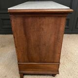 19th century Louis XVI style chest of drawers, white marble, fluted 4 drawers