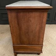 19th century Louis XVI style chest of drawers, white marble, fluted 4 drawers