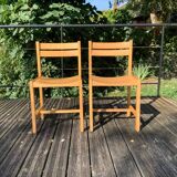 Solid beech chair by André Sornay