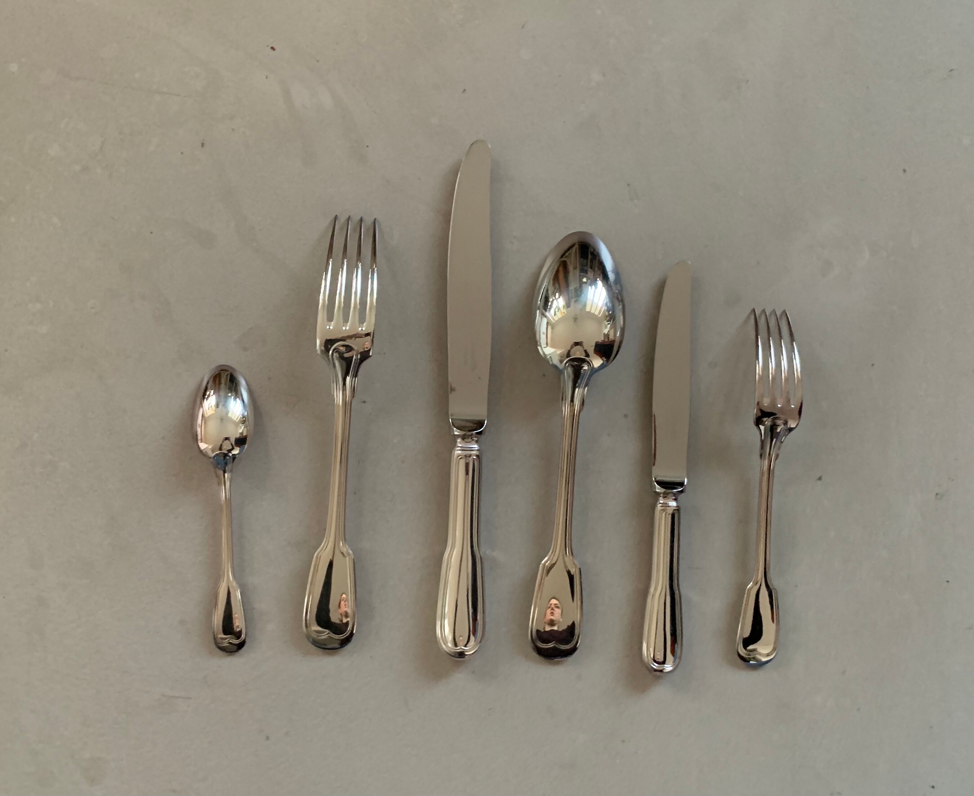 Set 6 silver cutlery Christofle chinon model