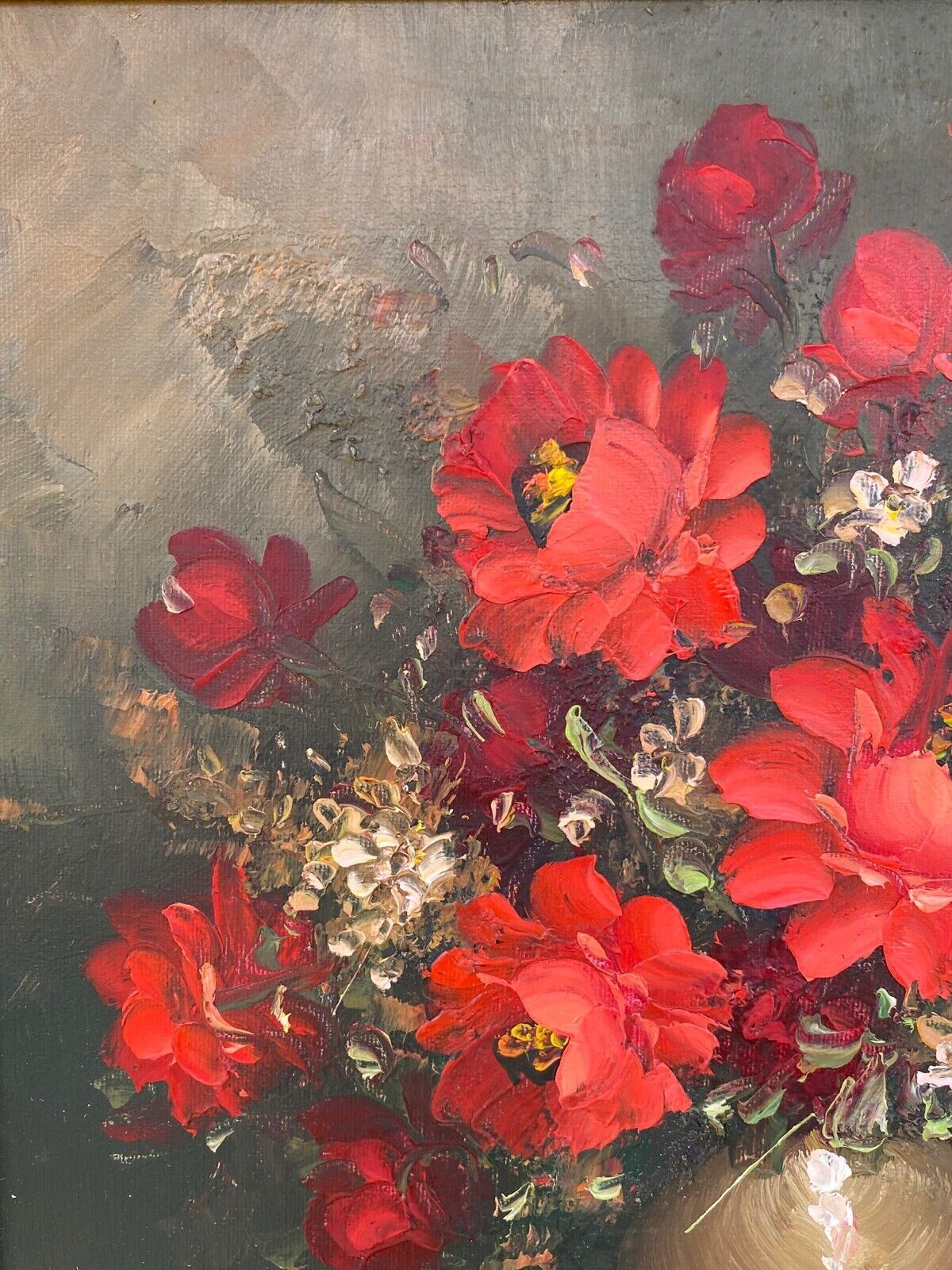 Oil on canvas bouquet of flowers by frederick still life golden frame
