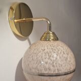 Art Deco wall light pink ball in Clichy glass with silver edging