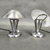 Pair Bauhaus Chrome Adjustable Table Lamps, 1930s Czechoslovakia