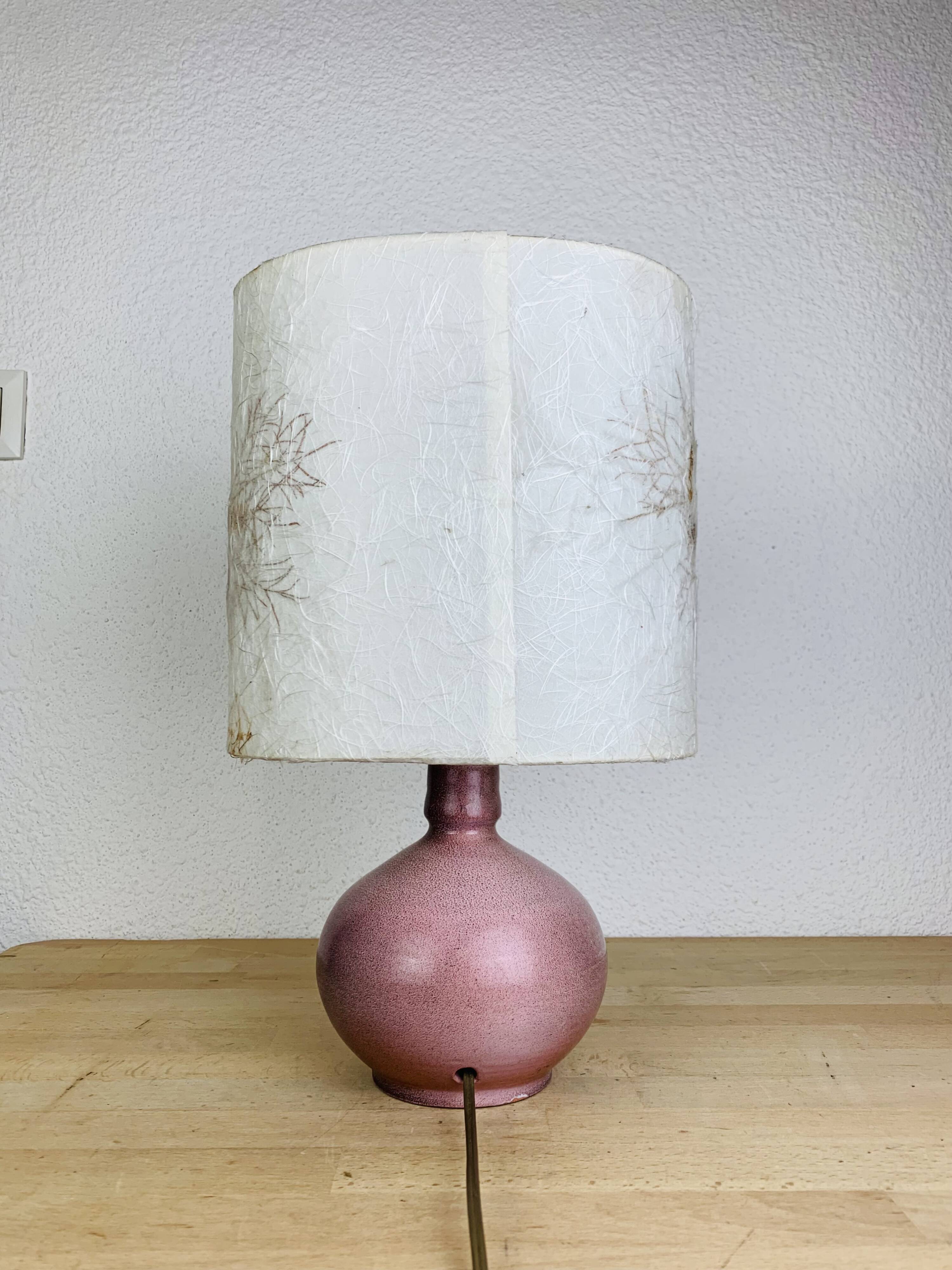 Pink ceramic ball lamp Vallauris, 60s, vintage