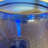 Vase verre bullé bleu de cobalt Art Déco