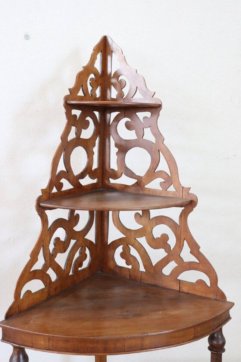 Antique walnut corner shelves 19th century