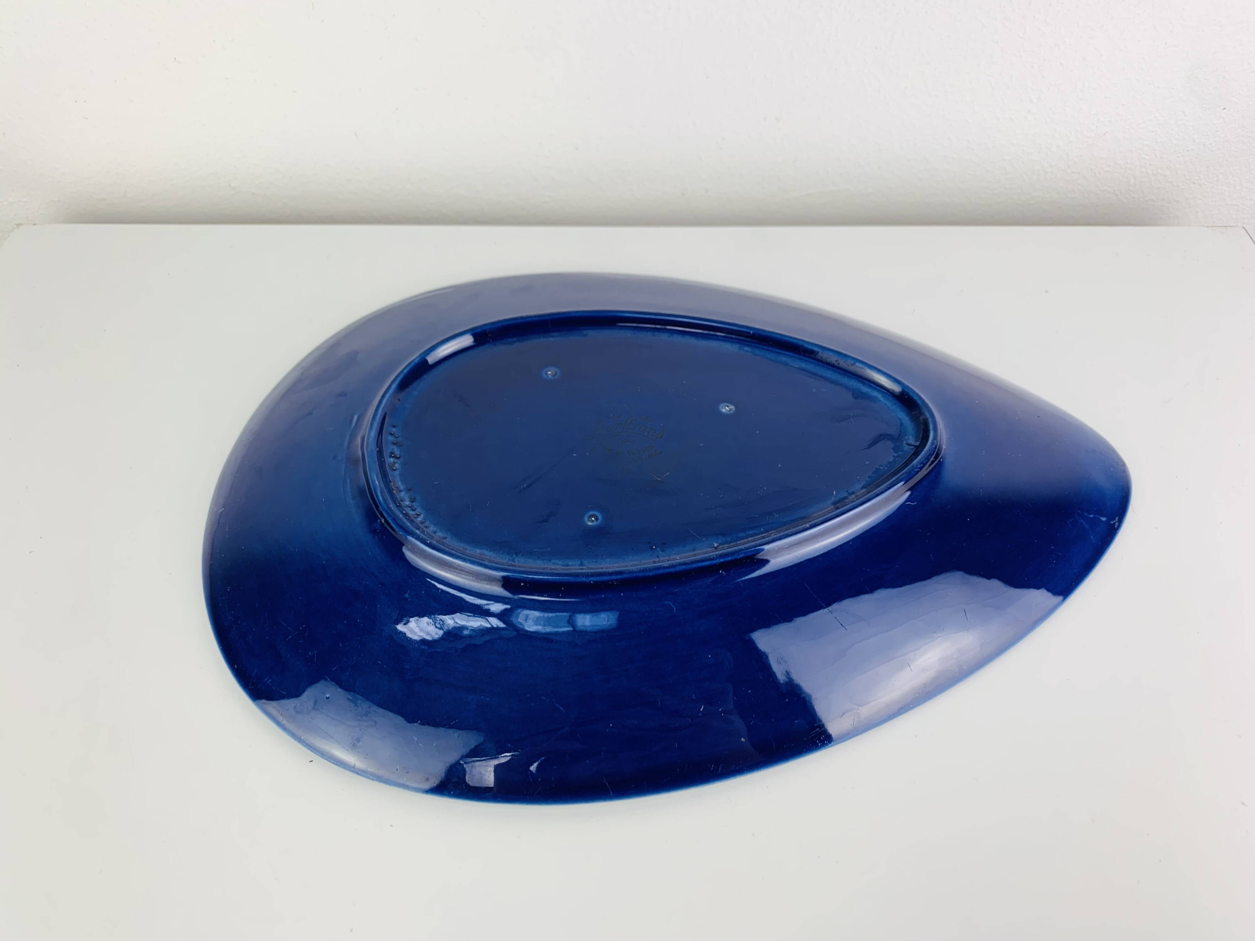 Dish and bowl Blå eld by Hertha Bengtson for Rörstrand Sweden, ceramic.