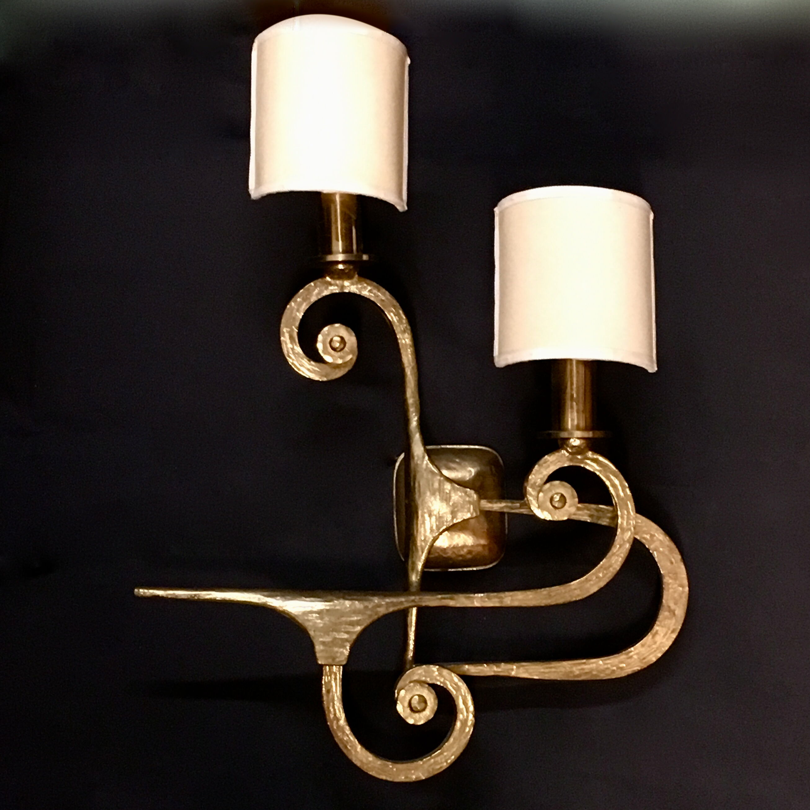 Italian bronze wall lights by G. Piombanti, 1950