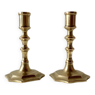 Pair of old brass candlesticks