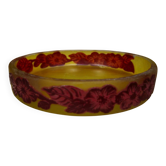 Multi-layer engraved glass bowl / ashtray – Floral decor in Art Nouveau style