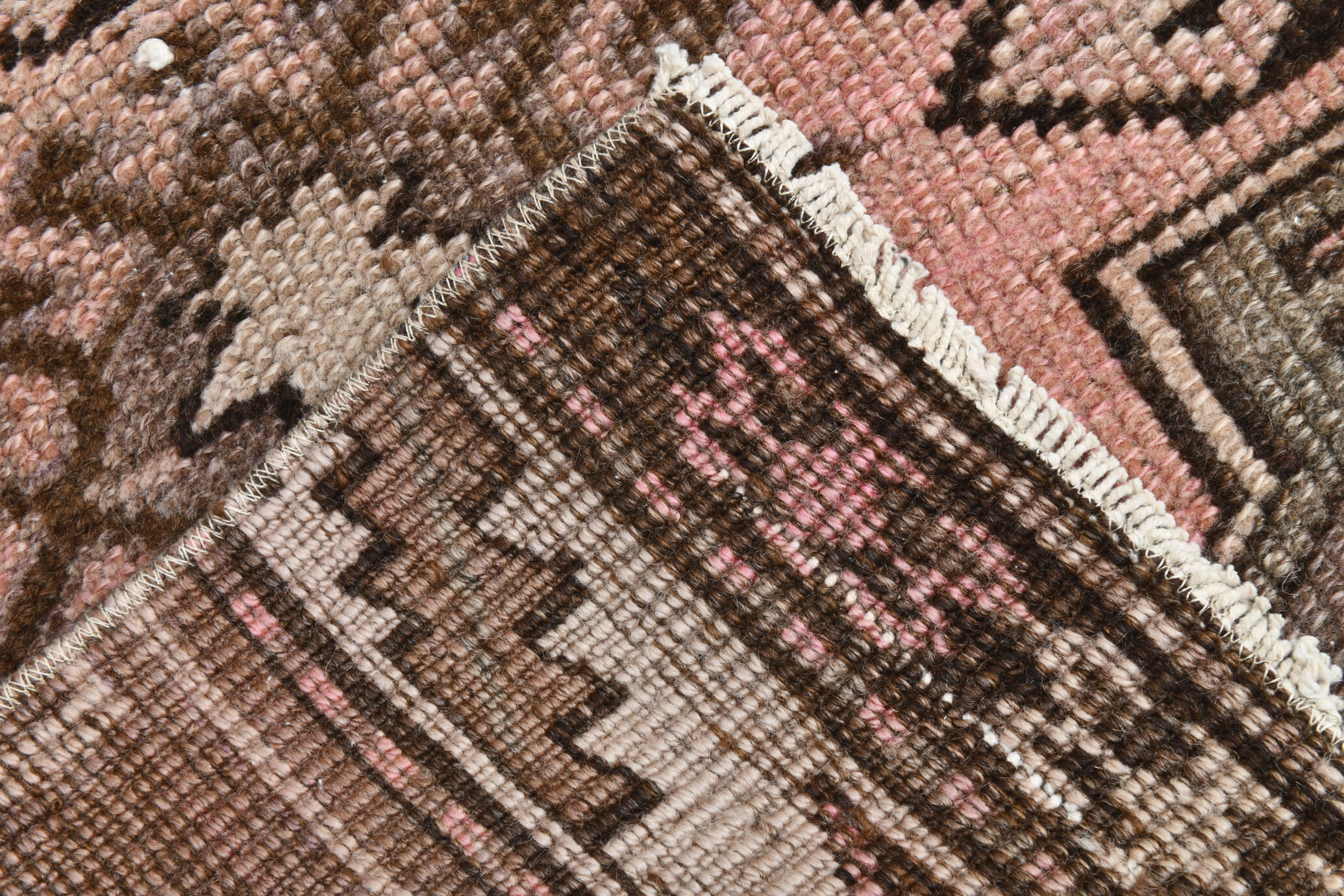 2x3 Brown & Pink Small Size Vintage Rug 52x80Cm