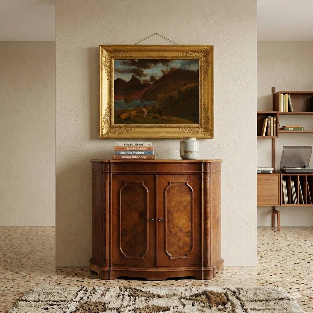 Antique Umbertine walnut buffet, Italy, 19th century