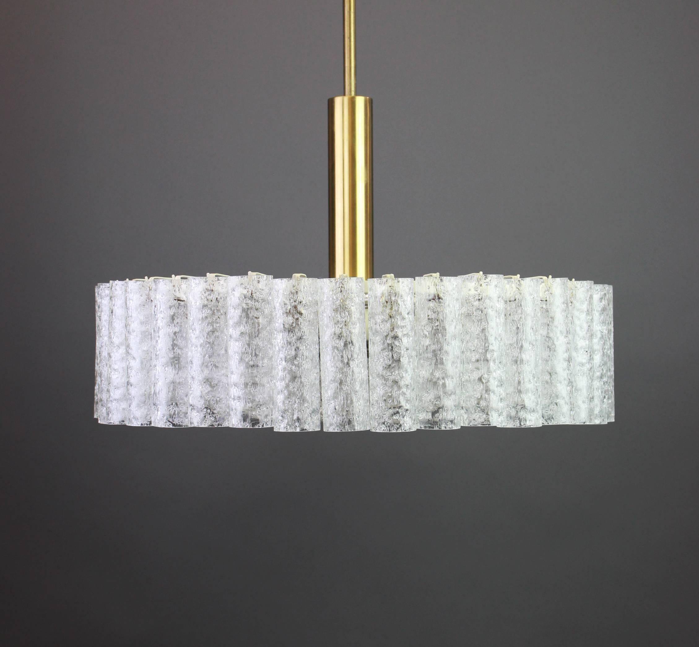 Large frosted glass chandelier tubes from Murano by Doria, Germany, 1970s.