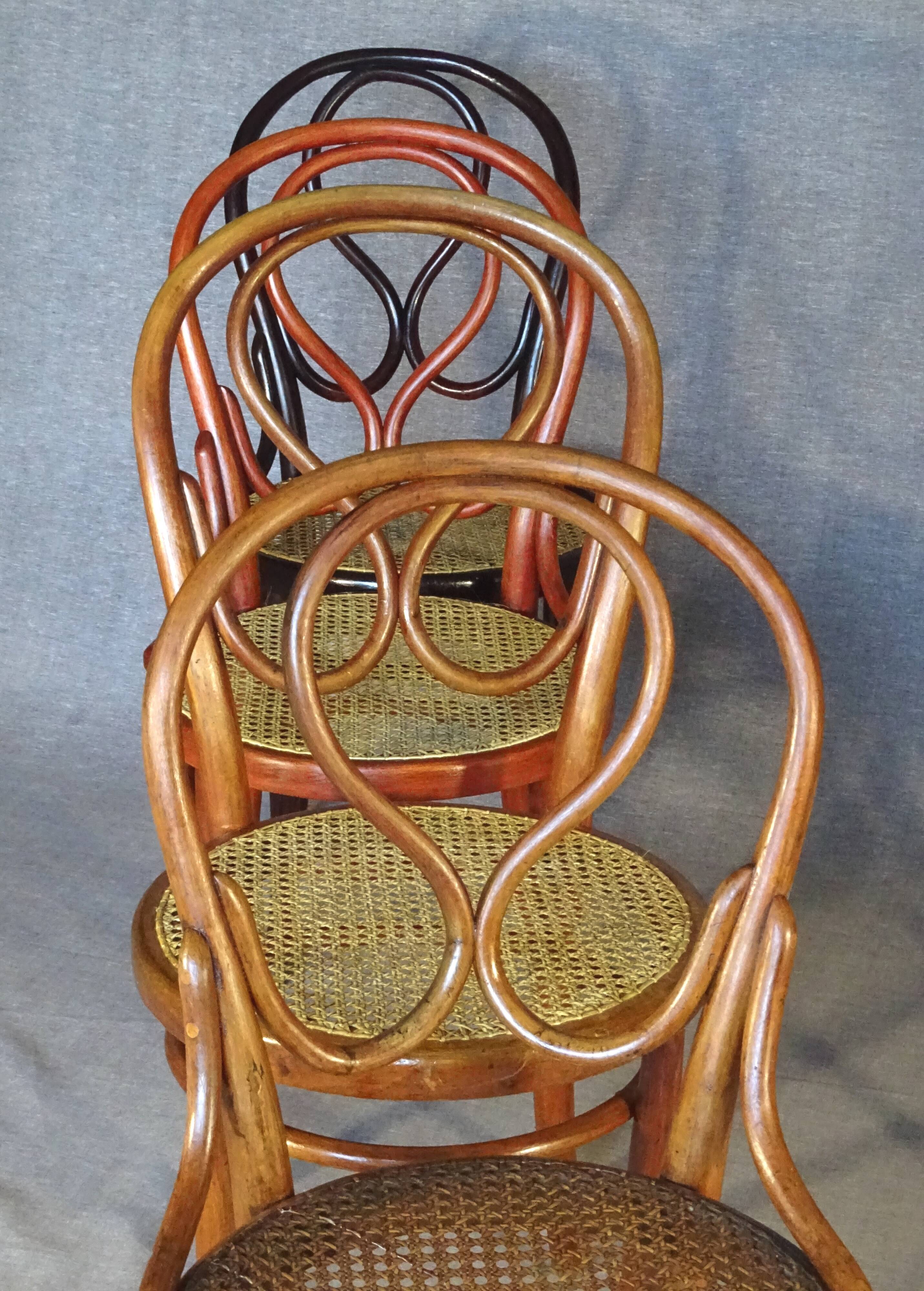 Set of 6 chairs no. 20 known as "omega" caned, including 3 thonet.