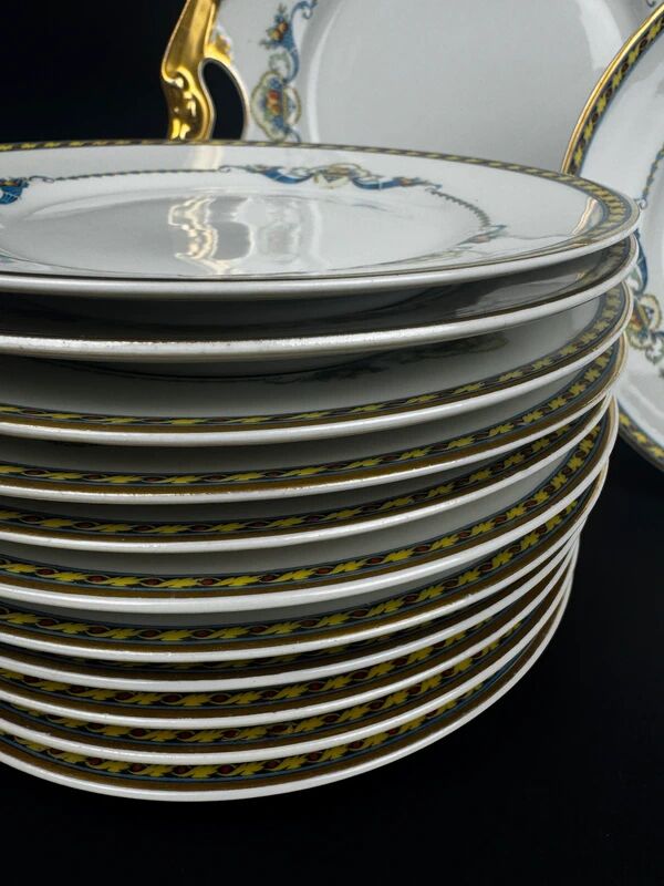 Bernardaud Limoges porcelain dessert service with dish and 12 plates