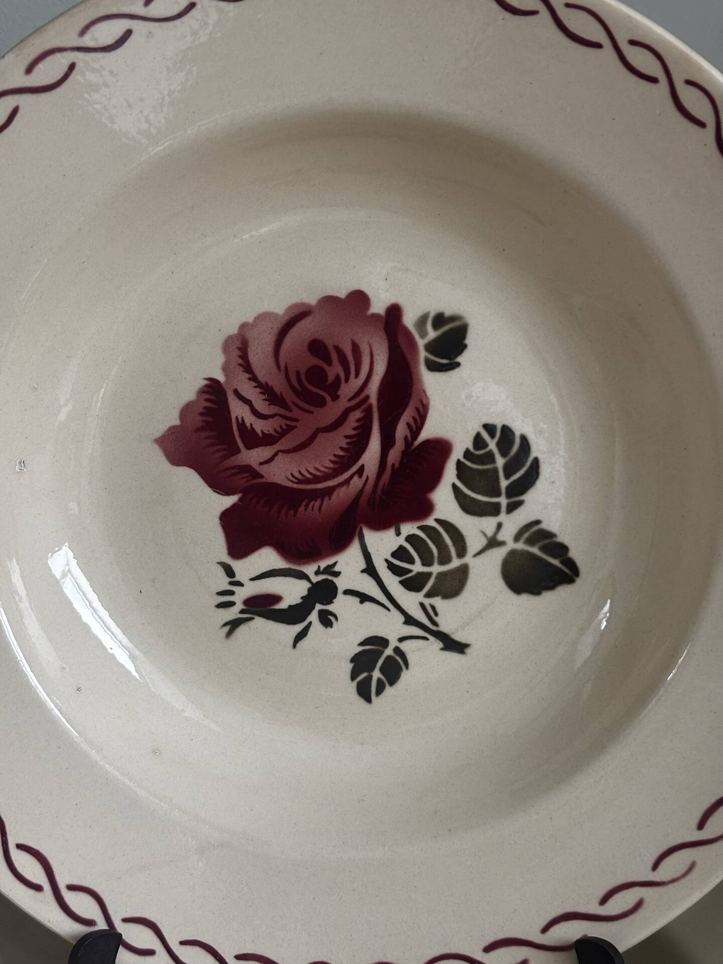 Set of 6 antique deep plates Badonviller Germaine