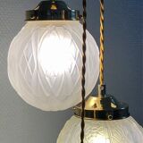 Suspension cascade three lights globes art deco vintage