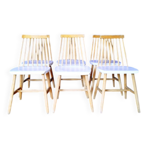 6 chaises vintage bois - blanc