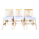 6 vintage wooden and white chairs