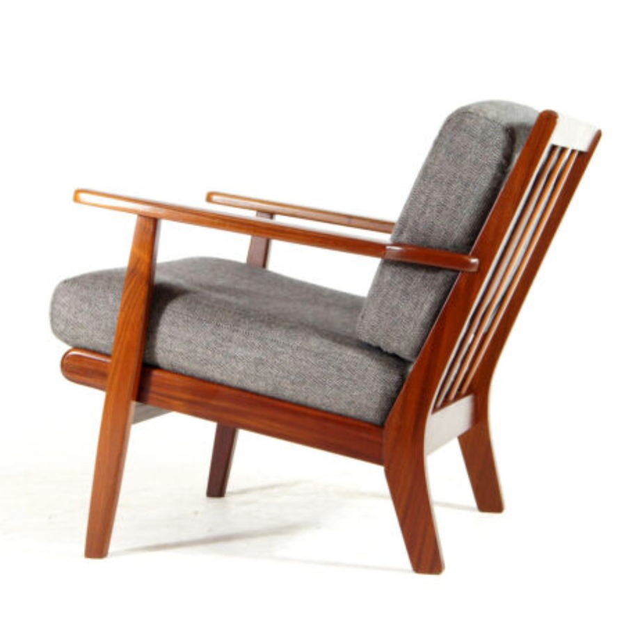 Vintage retro lounge chair in Danish teak wool