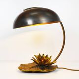 Stunning solid bronze 'Lily' table lamp signed by Maison Charles