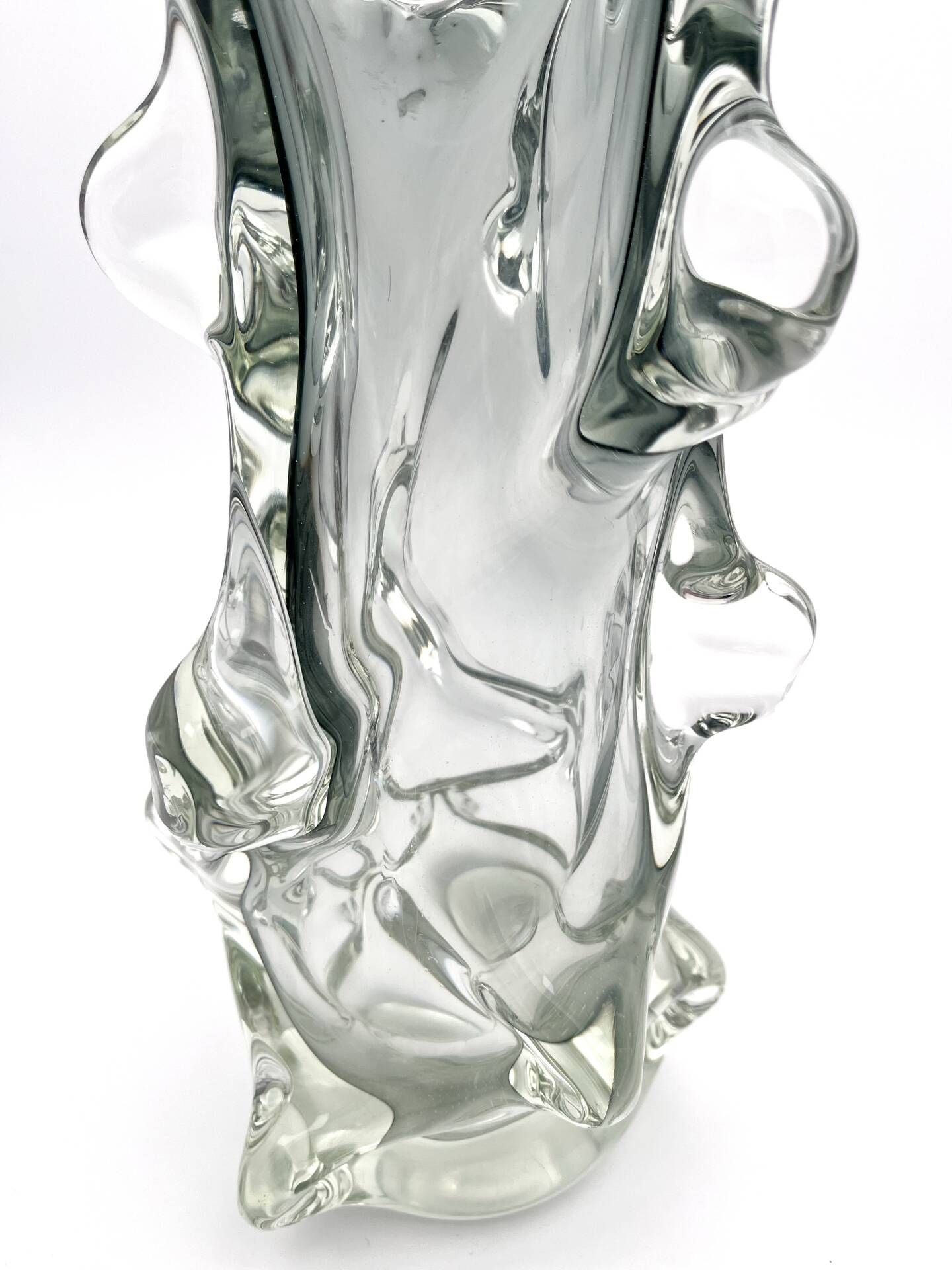Large Murano Vase Smoked Glass Sculptural 31.5cm 3.1kg
