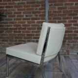 Pair of chrome and leather armchairs