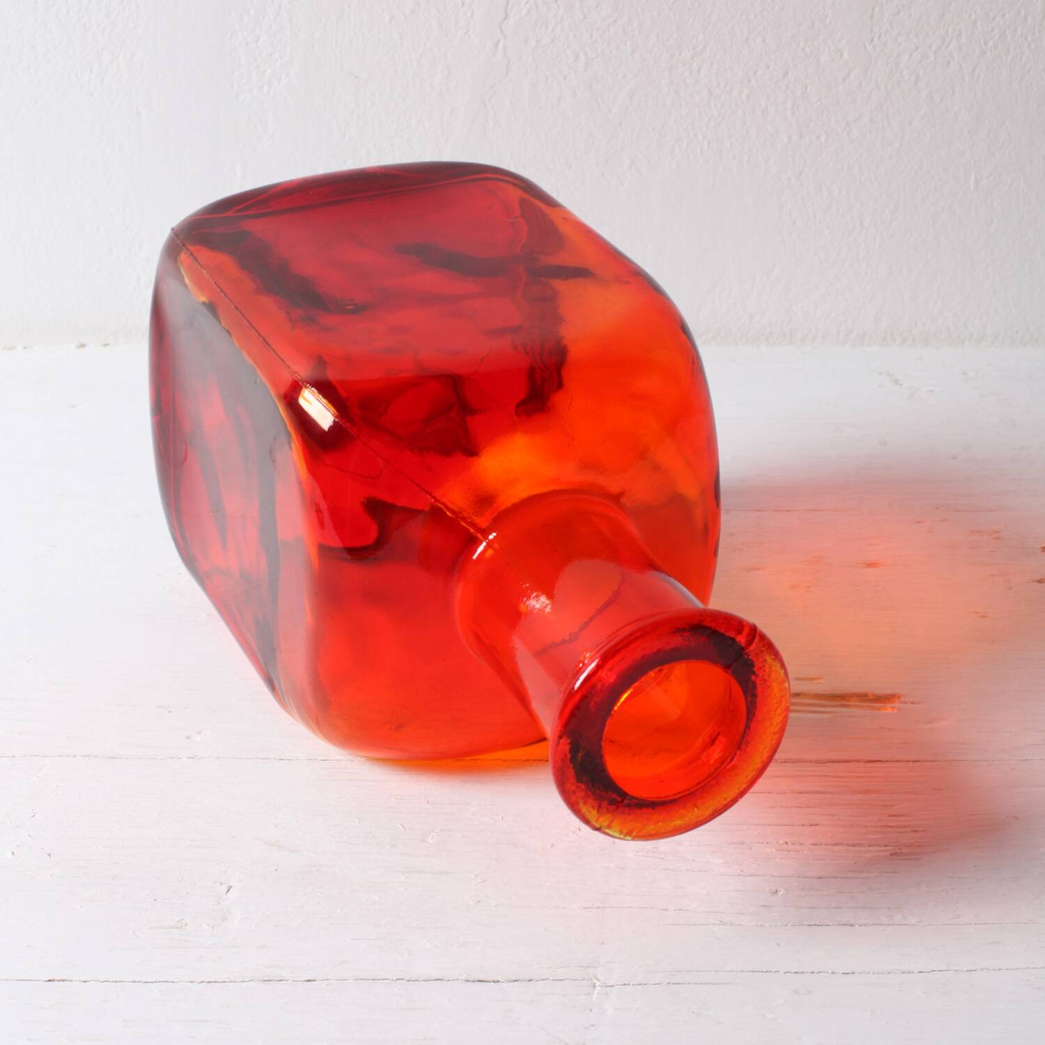 Rare Mid-century Red Glass Flack, Bottle, Decanter / Sweden / 1950s