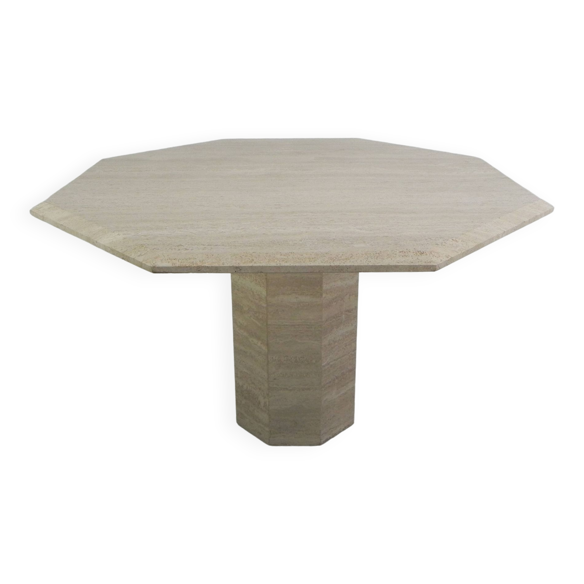 8-sided mid-century travertine dining table, 1970s