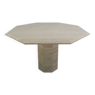 8-sided mid-century travertine dining table, 1970s