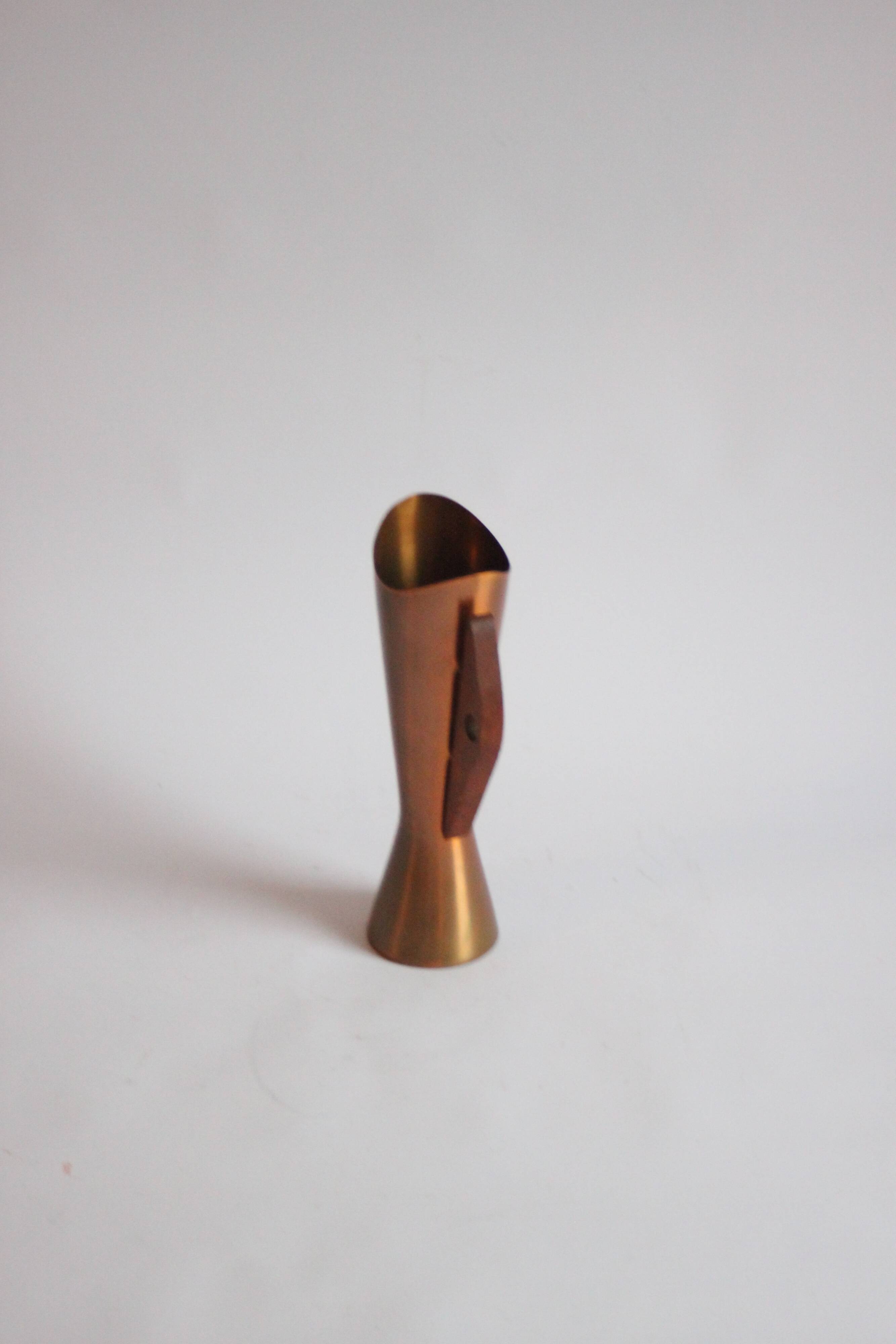 Copper and teak vase by Dahlmann, Germany 1950s